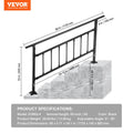 Iron Handrail Stair Railing 1-4 Steps Outdoor Black w/ Bars
