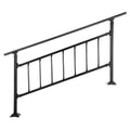 Iron Handrail Stair Railing 1-4 Steps Outdoor Black w/ Bars
