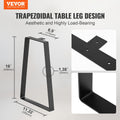 Trapezoid Steel Table Legs 406mm Set of 2 Black 181kg Heavy Duty