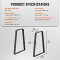 Trapezoid Steel Table Legs 406mm Set of 2 Black 181kg Heavy Duty