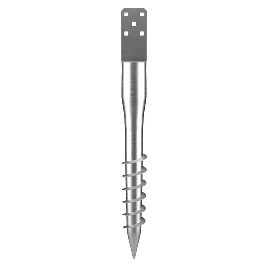 No Dig Ground Anchor, 1 Pack 10 x 7 x 70 cm DIY Screw in Post Stake, Includes 6 Lag Bolts & a Rebar, U-Shape Heavy Duty Steel Post Holder, Great for Mailbox Posts and Fence Posts