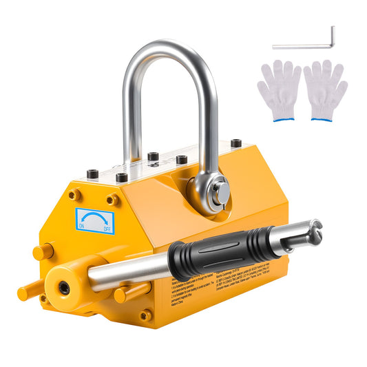 Permanent Magnetic Lifter, 600 kg Pulling Capacity, Heavy Duty N42 Neodymium Lifting Magnet with Release Handle and Steel Hook, Used in Shop Crane and Hoist, for Lifting Plate Steel, Board