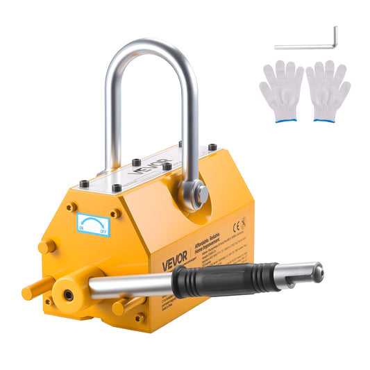 Permanent Magnetic Lifter, 1000 kg Pulling Capacity, Heavy Duty N42 Neodymium Lifting Magnet with Release Handle and Steel Hook, Used in Shop Crane and Hoist, for Lifting Plate Steel, Board