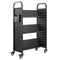 Library Book Cart 150kg 77x38x122cm Lockable Wheels Black