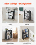 Library Book Cart 150kg 77x38x122cm Lockable Wheels Black