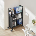 Library Book Cart 150kg 77x38x122cm Lockable Wheels Black