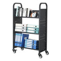 Library Book Cart 150kg 77x38x122cm Lockable Wheels Black