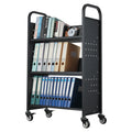Library Book Cart 150kg 77x38x122cm Lockable Wheels Black