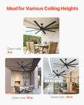 Artiss 213cm Ceiling Fan 6-Speed Remote Black Flush Mount Indoor Outdoor