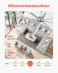 Artiss 213cm Ceiling Fan 8-Blade 6-Speed Remote DC Motor Brushed