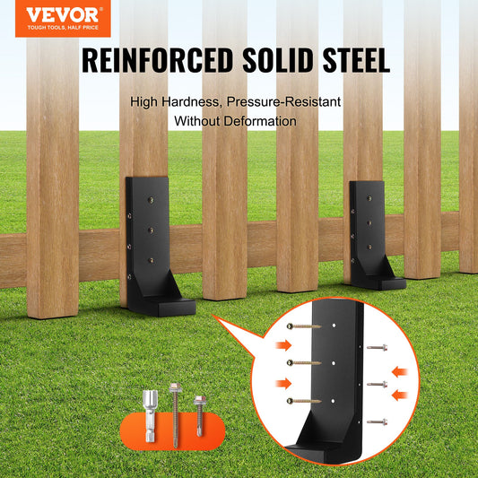 Fence Post Anchor Repair Kit, 4 Pack Inner Diameter 8.9x8.9 cm Heavy Duty Steel Fence Post Support Stakes, Anchor Ground Spike for Repair Tilted, Broken Wood Fence Post, Enveloping