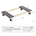 Furniture Dolly 454kg Load Capacity 4 Swivel Casters Hardwood Moving