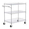 3 Tier Steel Rolling Cart 300kg Capacity Wire Storage Trolley Kitchen