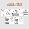 3 Tier Steel Rolling Cart 300kg Capacity Wire Storage Trolley Kitchen