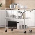 3 Tier Steel Rolling Cart 300kg Capacity Wire Storage Trolley Kitchen