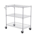 3 Tier Steel Rolling Cart 300kg Capacity Wire Storage Trolley Kitchen