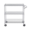 3 Tier Steel Rolling Cart 300kg Capacity Wire Storage Trolley Kitchen