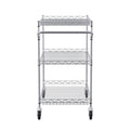 3 Tier Steel Rolling Cart 300kg Capacity Wire Storage Trolley Kitchen