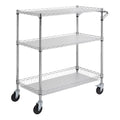 3 Tier Wire Rolling Cart Steel Trolley 80mm Basket 6 Hooks