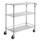 3 Tier Wire Rolling Cart Steel Trolley 80mm Basket 6 Hooks