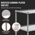 3 Tier Wire Rolling Cart Steel Trolley 80mm Basket 6 Hooks