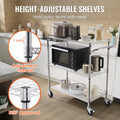 3 Tier Wire Rolling Cart Steel Trolley 80mm Basket 6 Hooks