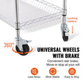 3 Tier Wire Rolling Cart Steel Trolley 80mm Basket 6 Hooks