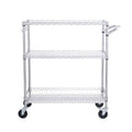 3 Tier Wire Rolling Cart Steel Trolley 80mm Basket 6 Hooks