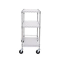3 Tier Wire Rolling Cart Steel Trolley 80mm Basket 6 Hooks