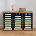 Literature Organizer 24 Compartment Wooden Mailbox Sorter Dark Brown