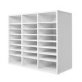 Literature Organizer 24 Compartment Office Mailbox White Wooden