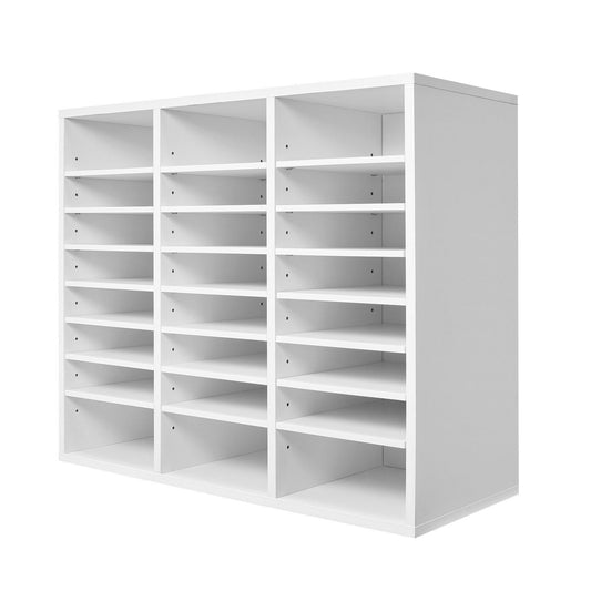 Literature Organizer 24 Compartment Office Mailbox White Wooden
