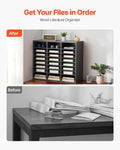 Literature Organizer 24 Compartment Wooden Mailbox Sorter Grey