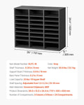 Literature Organizer 24 Compartment Wooden Mailbox Sorter Grey