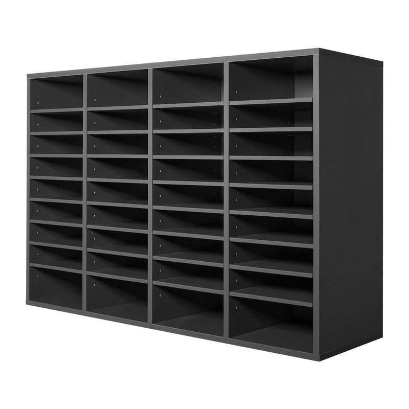 Literature Organizer 36 Compartment Wooden Mailbox Sorter Grey