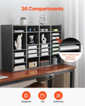 Literature Organizer 36 Compartment Wooden Mailbox Sorter Grey