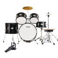 Kids Drum Set 5-Piece 406mm Bass Toms Snare Cymbal Throne Sticks Black