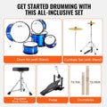 Artiss 5-Piece Kids Drum Set 406mm Blue Beginner Starter Kit