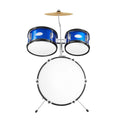 Kids Drum Set, 5-Piece, 406.4 mm Beginner Full Drum Set with Bass Toms Snare Floor Drum Adjustable Throne Cymbal Hi-Hat Pedal and Two Pairs of Drumsticks, Starter Drum Kit for Child Kids, Blue