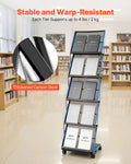 Foldable 5 Pocket Magazine Rack w/ Wheels Metal Floor Stand