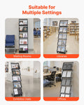 Foldable 5 Pocket Magazine Rack w/ Wheels Metal Floor Stand