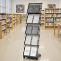 Foldable 5 Pocket Magazine Rack w/ Wheels Metal Floor Stand