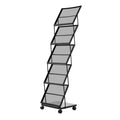 Foldable 5 Pocket Magazine Rack w/ Wheels Metal Floor Stand