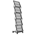 Foldable 5 Pocket Magazine Rack w/ Wheels Metal Floor Stand