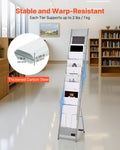 Magazine Rack 10 Pocket Floor Standing Metal Display Silver