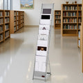 Magazine Rack 10 Pocket Floor Standing Metal Display Silver