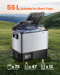 Portable Car Refrigerator 55L Dual Zone Compressor Cooler Freezer