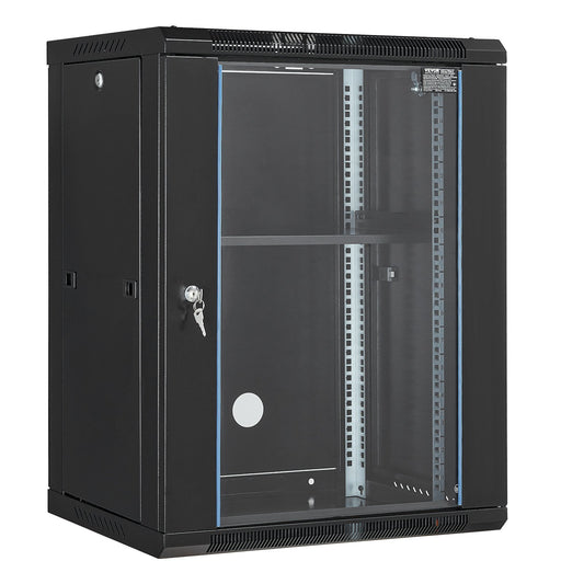 15U Wall Mount Network Cabinet Server Rack Enclosure Glass Door