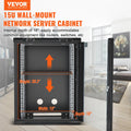 15U Wall Mount Network Cabinet Server Rack Enclosure Glass Door