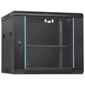 9U Wall Mount Server Cabinet 39cm Deep Locking Glass Door